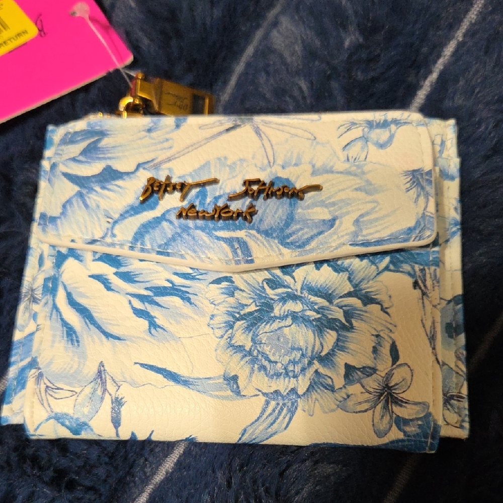 Betsey Johnson White and Blue Floral Wallet